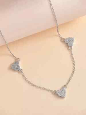3Ct Round Lab-Created Diamond 14K White Gold Plated Heart Choker Necklace Chain