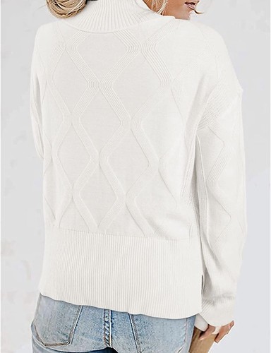 Women's Turtleneck Oversized Sweaters Long Sleeve Light Pullover Sweater Fall M - Picture 5 of 6