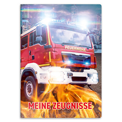 itenga Zeugnismappe DIN A4 Kunststoff Sichtbuch FEUERWEHR mit Prospekthüllen neu