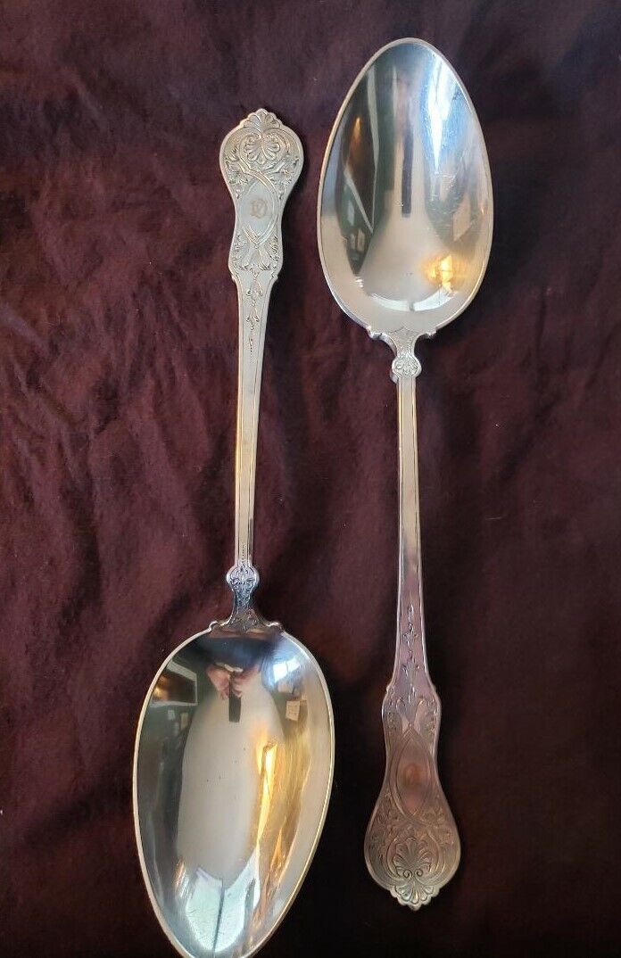 MOUNT VERNON Hand Chased Sterling Silver PLATTER or STUFFING SPOONS Gold Mono