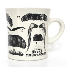 Great Moustaches Coffee Tea Mug Cup The Unemployed Philosophers Guild 12oz B7