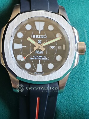 CUSTOM MOD SEIKO NH36 MOVEMENT 42MM 3D GLOBE KANJI DAY DIAL SAPPHIRE CRYSTAL