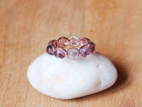 Natural Amethyst Eternity Band Ring 18K Rose Gold plated Sterling Silver Size P - Afbeelding 1 van 6