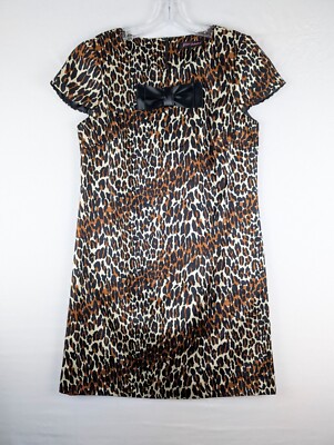 Vintage Betsey Johnson Dress Womens Silk Leopard Print Dress With Bow 