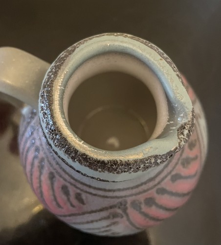 Jarra pequeña de grasa de Alemania Occidental 671 - 14 cm de alto, azul/rosa/gris - en muy buena condición - Imagen 4 de 6