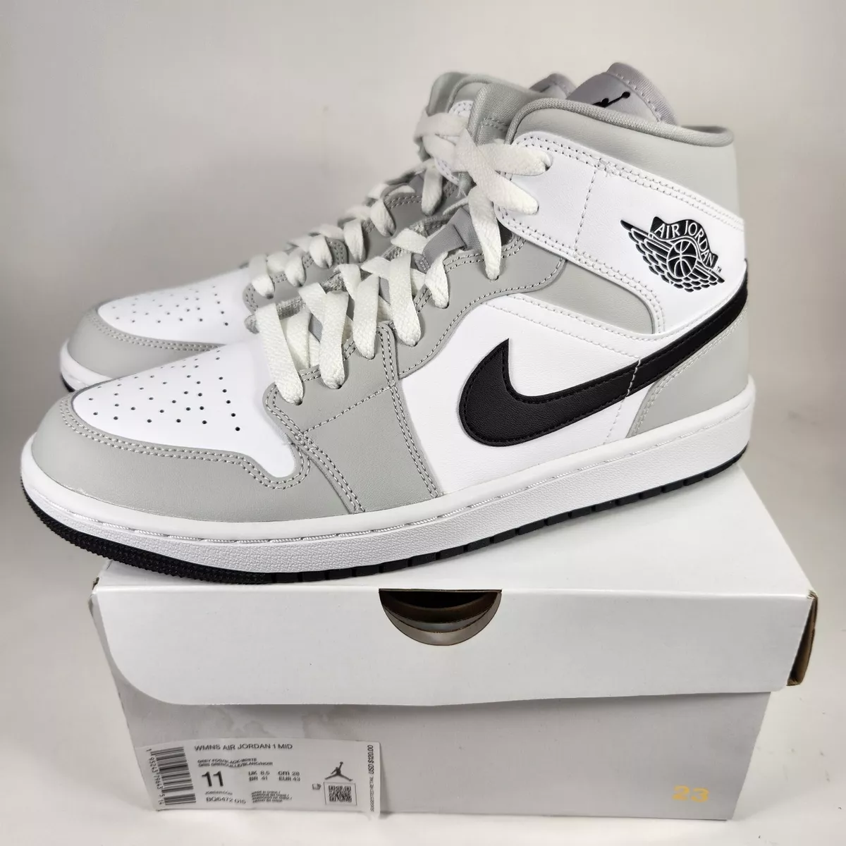 Air Jordan 1 Mid Light Smoke Grey Fog BQ6472-015 Women Sizes