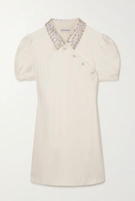 SELF PORTRAIT DIAMANTE COLLAR CREPE MINI DRESS CREAM SIZE 6 | eBay