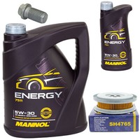 MotoröL Set 5W-30 6 Liter + ÖLfilter SH 4765 + Schraube FüR Mercedes C-Klasse