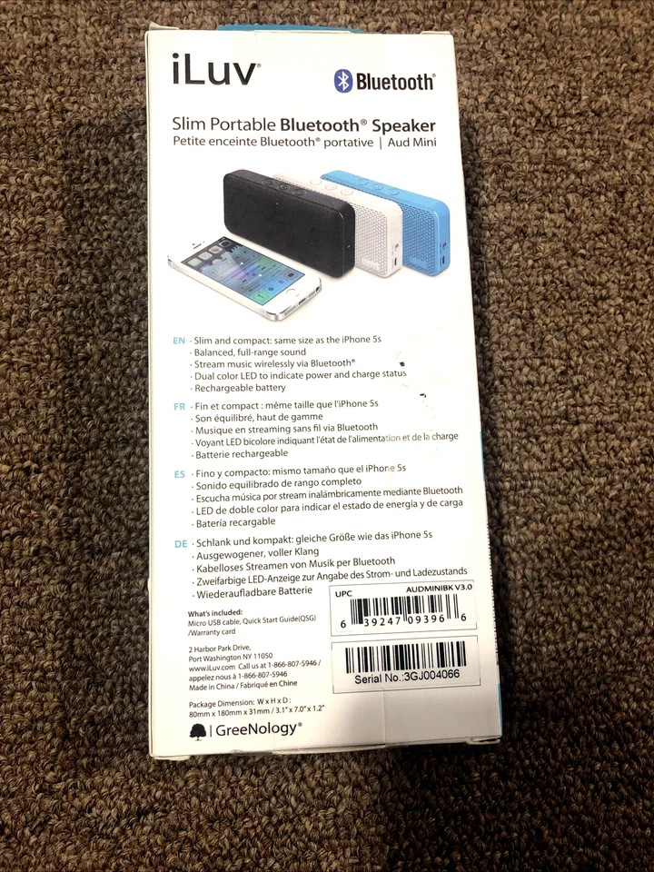 iLuv AUDMINI 无线 便携式 蓝牙 扬声器 黑色 — 第 3/4 张图片