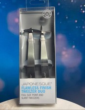 Japonesque  Full Size Flawless Finish Tweezer Duo  Point  Slant  BNIB