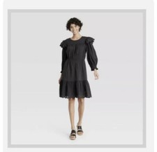 Universal Thread Womens Size Small 3/4 Sleeve Midi Dress Gray Eyelet Lace