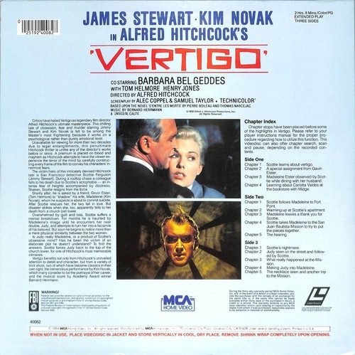 Vertigo (1958) Laserdisc - Picture 2 of 2