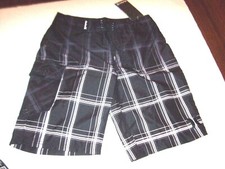 NEW Hurley 5 swimsuit boys board shorts swim trunks swimsuit black white plaid