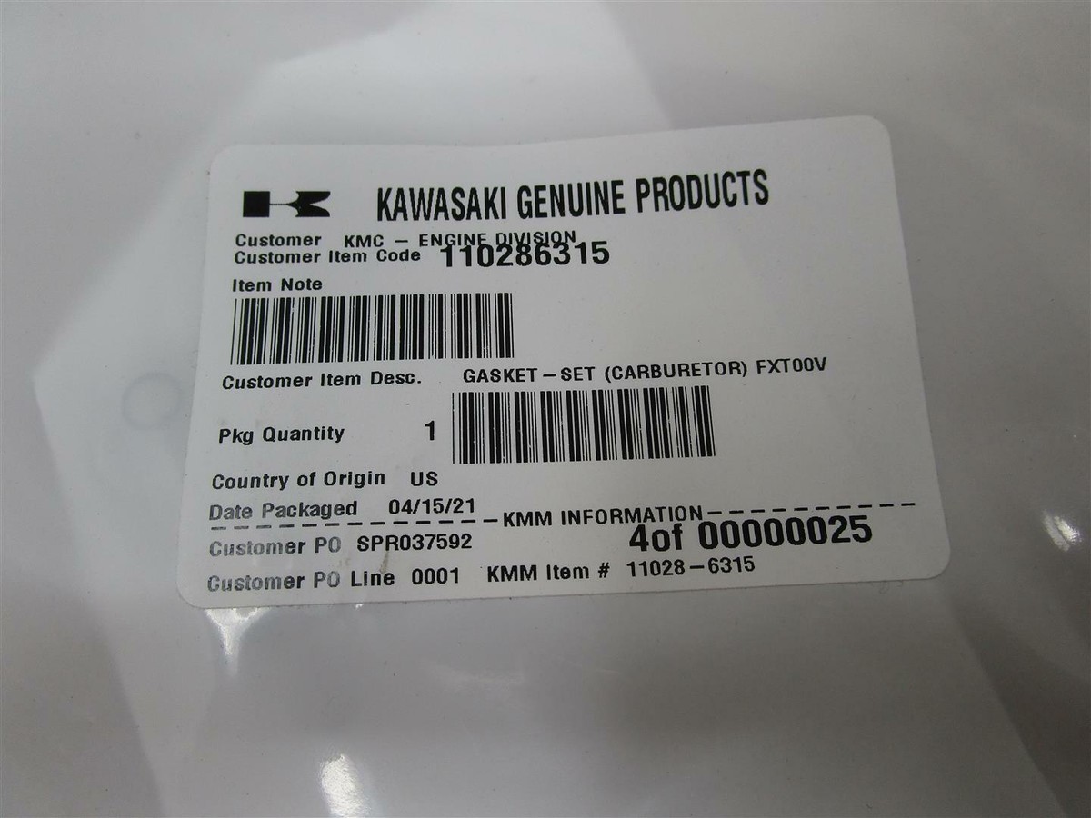 Kawasaki 11028-6315 Carburetor Gasket Set FX921V & FXT00V for sale