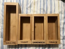 Bamboo Storage Organizer for Drawer Bamboo Ziploc Bag Organizer ( 4 piece )