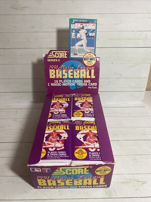 1991 Score Baseball Series 2 Wax Box w/36 Sealed Packs Open Box, Sealed Packs
