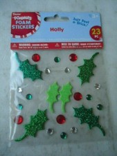 Darice Foamies Glittered Foam  Rhinestone Holly Stickers Dark Green Holly Is 2  