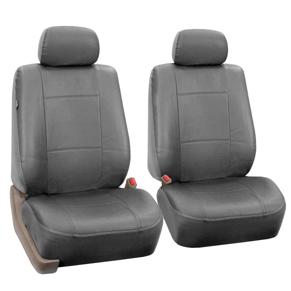 Fundas de asiento de auto de cuero PU de ajuste universal FH Group 3 filas - 7 plazas gris liso Foto 4 de 4