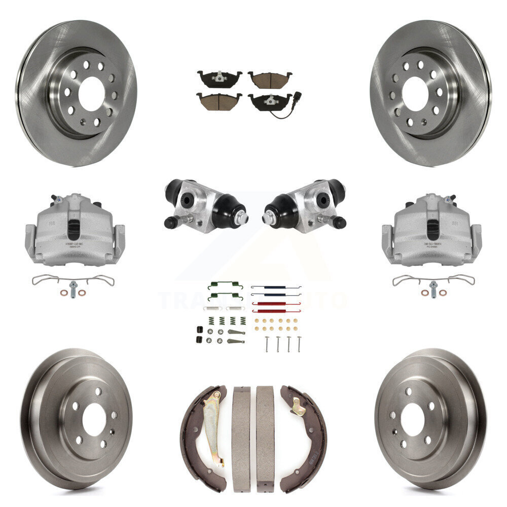 Front & Rear Brake Caliper Rotor Drum Ceramic Pad Shoe Cylinder Hardware Kit