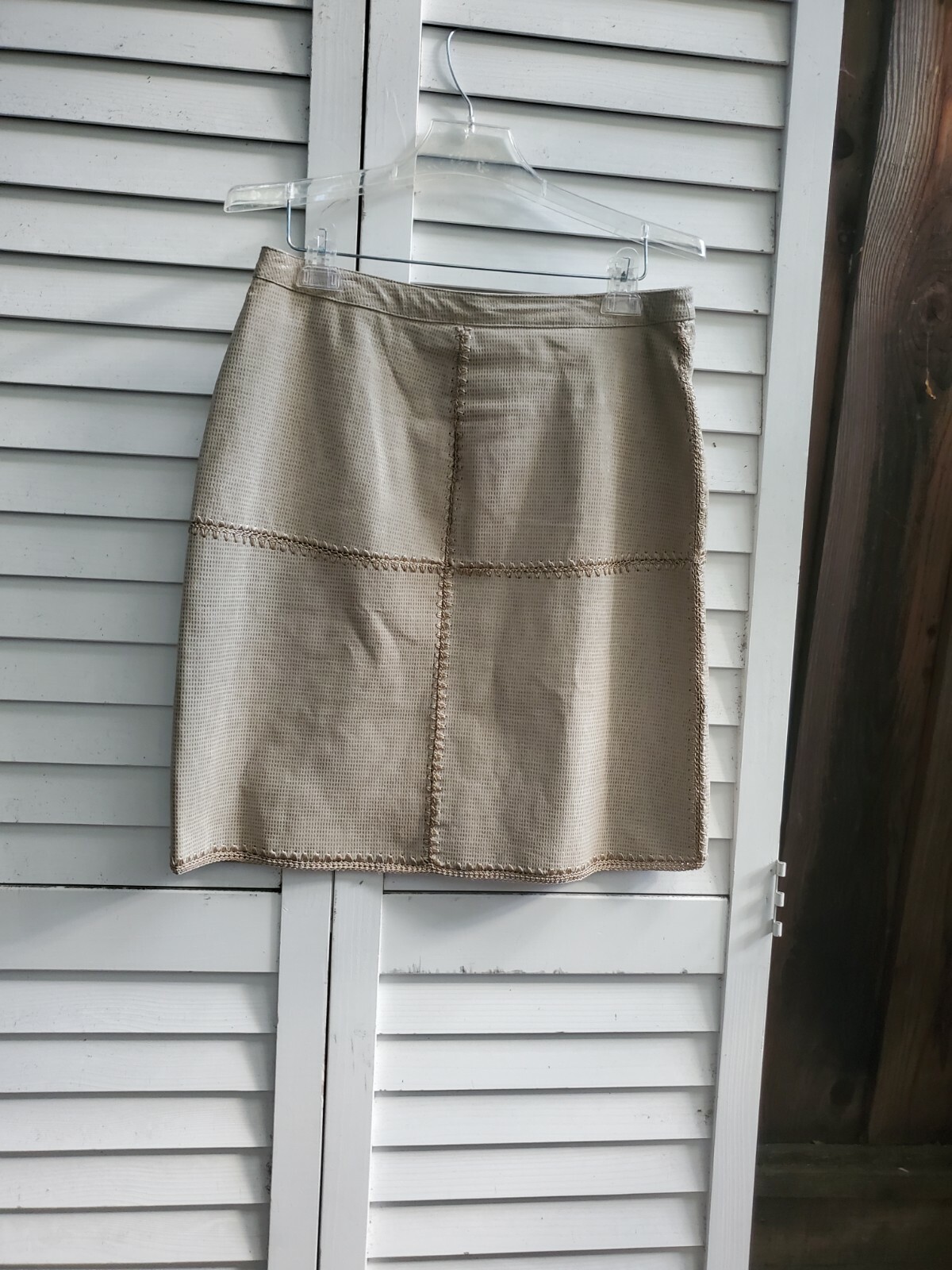 Leather Suede Patchwork Stitched Pencil Skirt  Li… - image 1