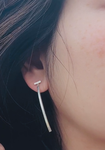 Tiffany & Co. Sterling Silver Wire T Dangle Drop Stud Earrings Butterfly Backs - Video 1 of 1