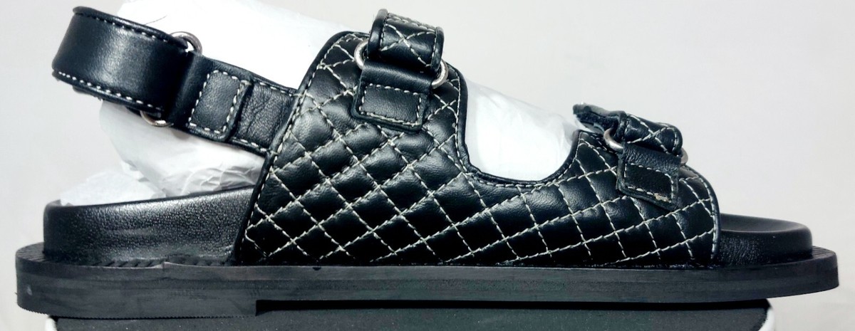 ASRA Sojo Women's Quilted Chunky Black Leather Sandals Size UK rrp £75