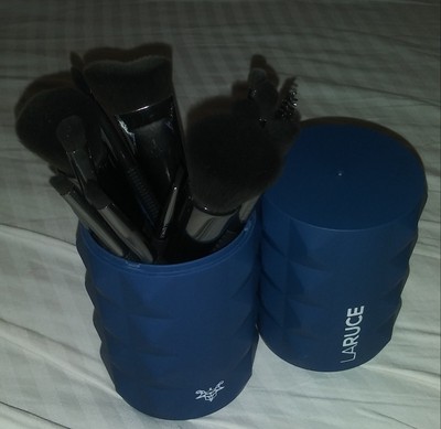 Laruce 14 Make Up Black Multi Brush Set Blue Cylinder Womens Beauty Female 