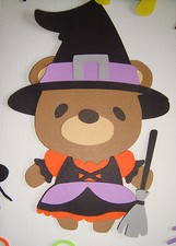 Teddy Bear Halloween Witch Die Cut Paper Scrapbook Embellishment