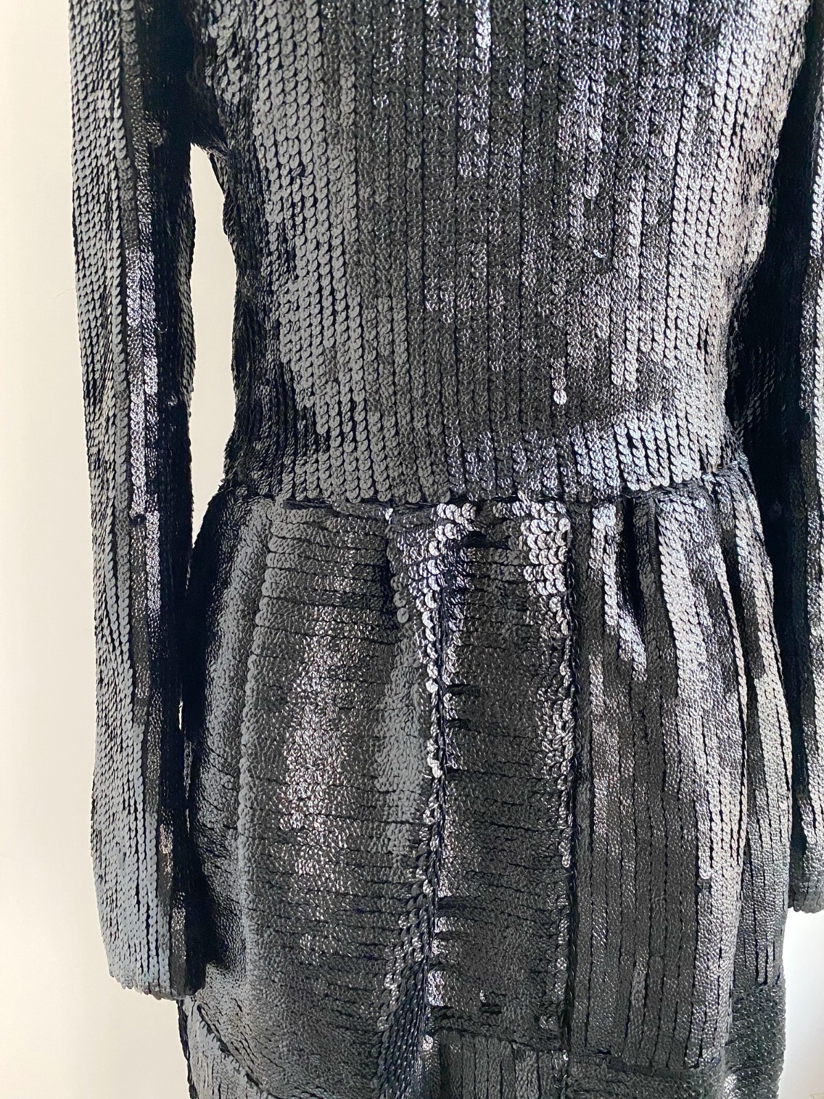 Abito YVES SAINT LAURENT YSL 2006 F W passerella nero paillettes di Stefano Pilati