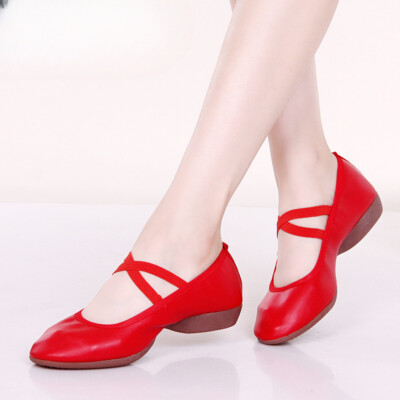 Lady Faux Leather Dancing Shoes Soft Sole Stage Latin Salsa Modern Ballroom Chic