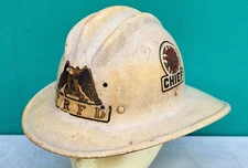 Fireman Helmet FIRE CHIEF Bullard Scott Aviation Hard Boiled Fire Fighter c1952