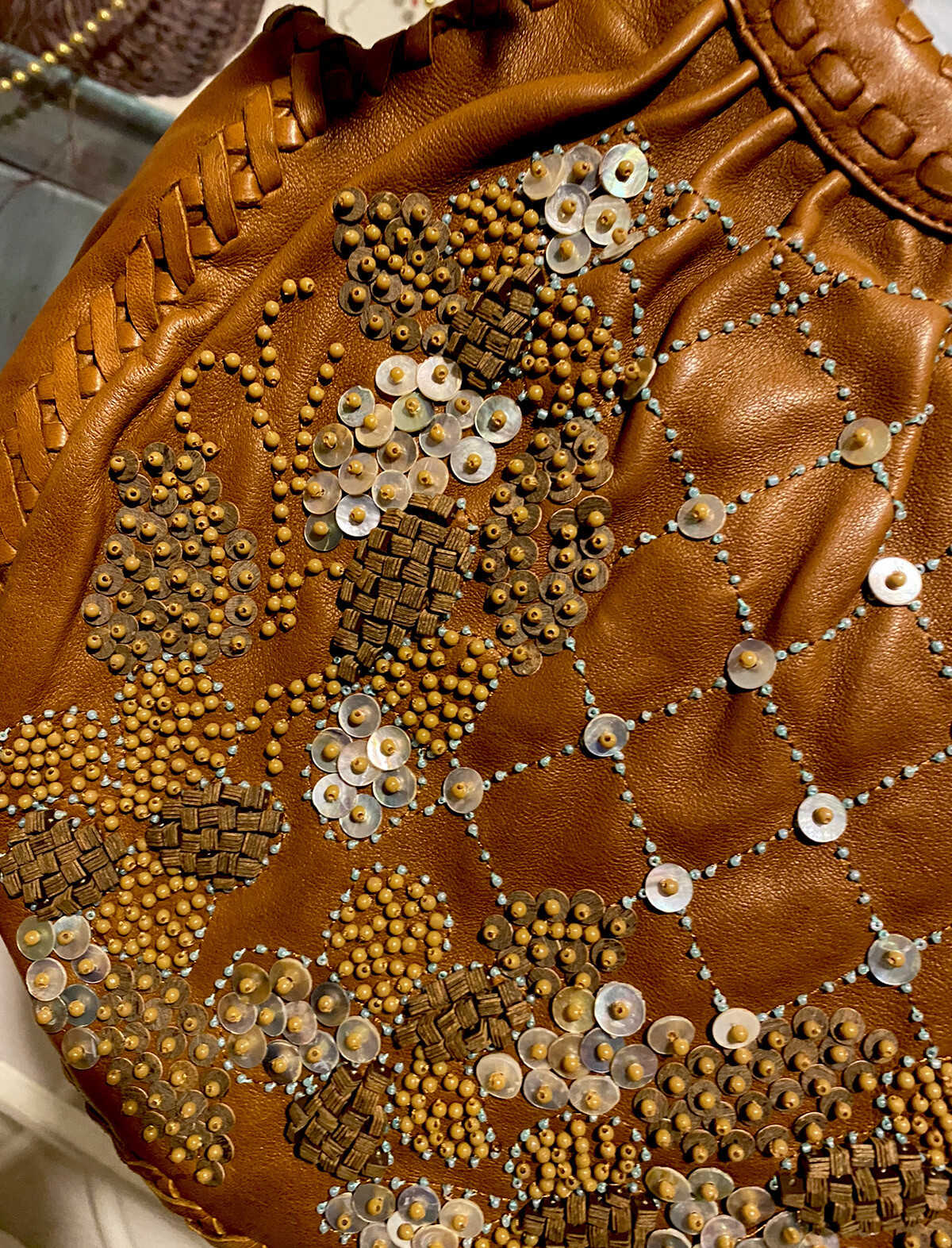 PONY Borsa a mano Isabella Fiore 3D perline paillettes perline COCOA PUFF borsa a mano borsa a tracolla prezzo consigliato $ 895