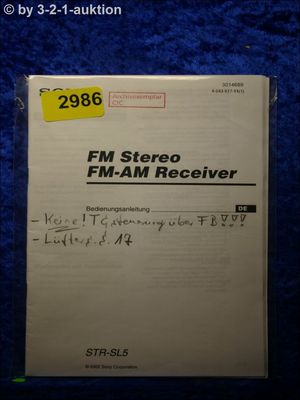 Sony Bedienungsanleitung STR SL5 FM/AM Receiver  (#2986)