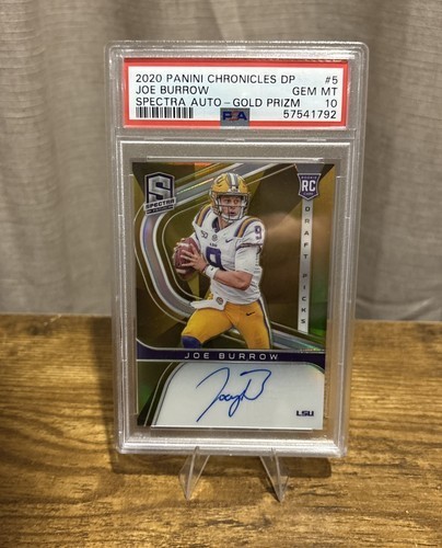 2020 Panini Chronicles DP Spectra JOE BURROW Gold Prizm AUTO RC /10 PSA 10 Pop-1