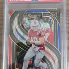 2024 Panini Select Drake Maye #113 Red & Blue Shock Prizm Rookie PSA