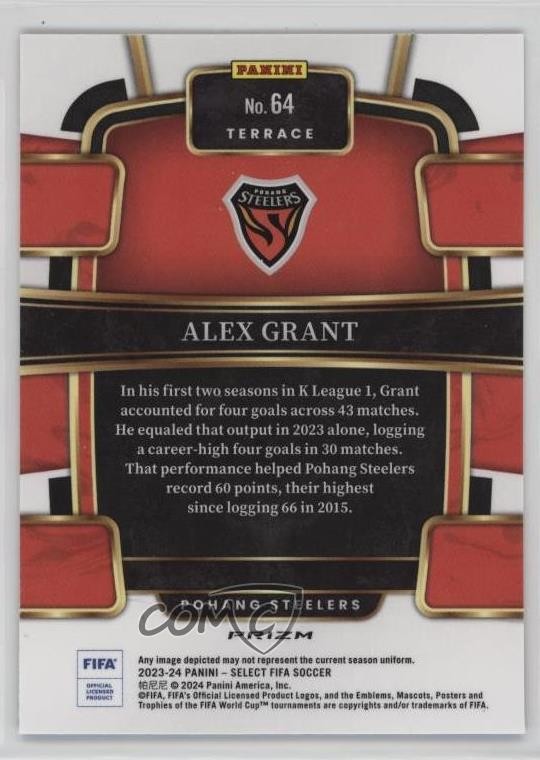 2023-24 Panini Select FIFA Terrace Multi-Color Prizm Alex Grant #64 3c7 ...