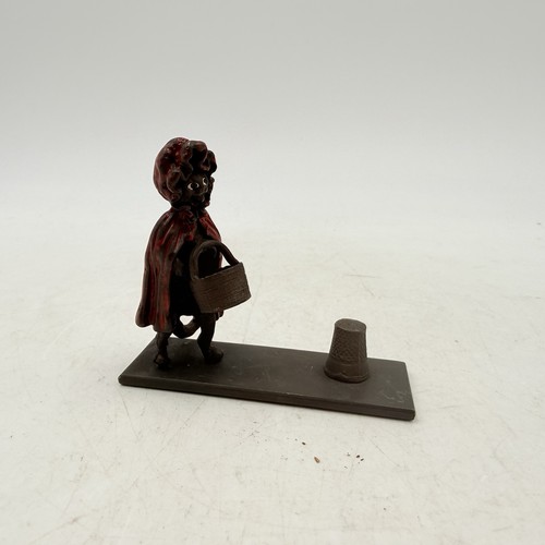 Heirloom Editions Metal Thimble Holder Anthropomorphic Red Riding Hood w/Basket