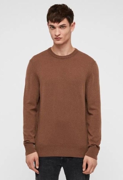 Men AllSaints Sweater Brown Wool 38 / M / 46 #4WFJ