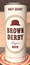 1958 BROWN DERBY 16 OUNCE FLAT TOP BEER CAN GRACE BROTHERS SANTA ROSA CALIFORNIA