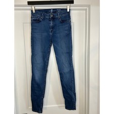 7 For All Mankind Womens Mid Rise Skinny Jeans Medium Wash Blue Denim Size 28
