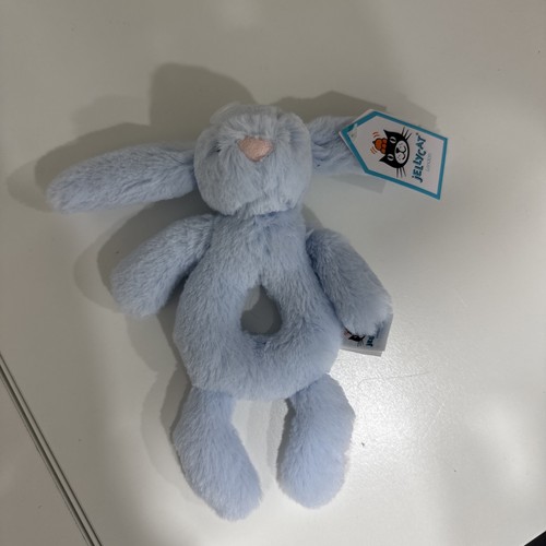 Little Jellycat Blue Bashful Bunny Rabbit Grabber Rattle Baby Soft Toy Newborn