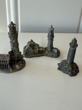 LOT of 3 Miniature Vintag Pewter  2 Spoontiques LightHouse 