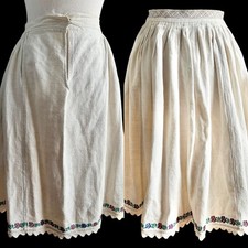 Transylvanian Romanian Homespun Linen Traditional Embroidered Petticoat