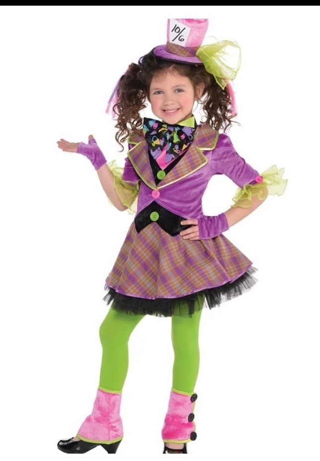 Mad Hatter Alice and Wonderland Child Large Costume 12-14 years spirit Halloween