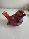 Fenton Glass Bird Figurine - Hand Painted Tuscan Charm - Ruby Amberina Stretch