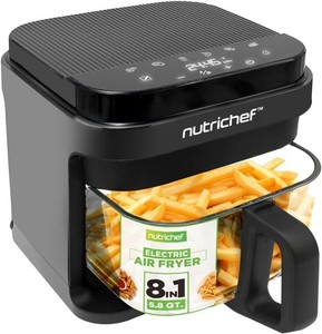 5.8 Quart Air Fryer | 8-1 Preset Cook Modes | Transparent Fry Bowl for Best Cook