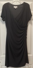 NWT Ronni Nicole Womens Dress Sz 16 Black Fitted Side Ruching/Buttons Stretch