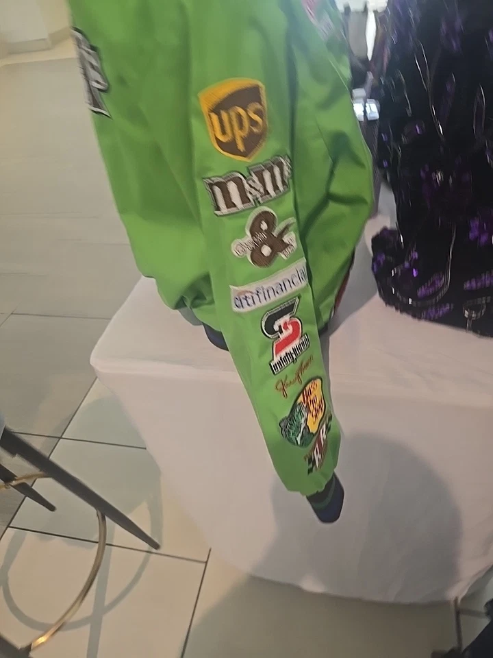 Kyle Busch Nueva Chaqueta Verde M&Ms a Presión Completa Talla GRANDE Foto 4 de 4