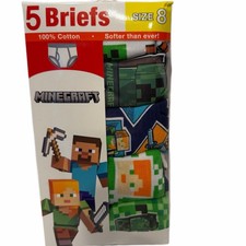 Minecraft Boys Underwear 5-Pack of Cotton Briefs New in Sizes 4, 6, 8