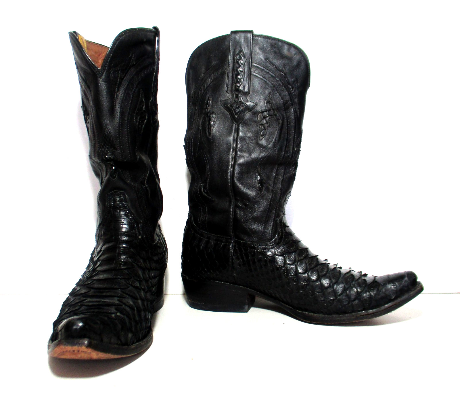 Montana Genuine Python Black Leather Western Cowb… - image 1